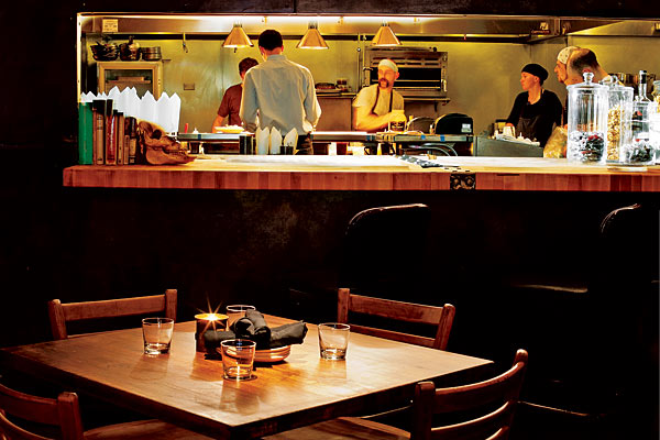 The open kitchen at Gilt Bar