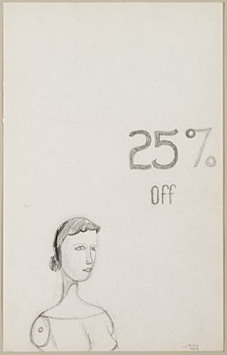 Drawing by Walter Hahn, titled 25% Off