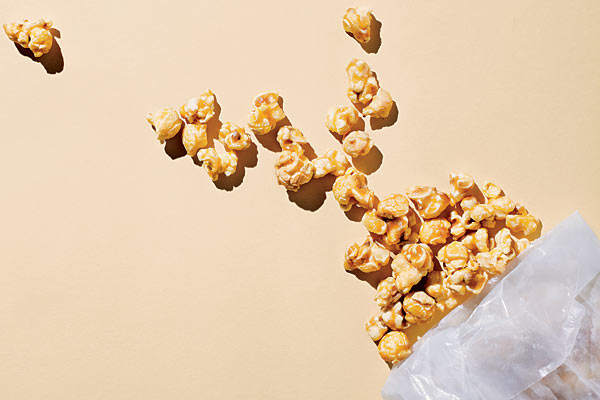 Fresh caramel-flavored popcorn