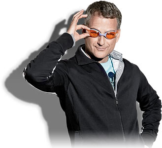 Steve Gilberg wearing swimming goggles