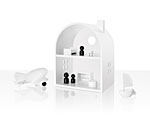 A white, minimalist dollhouse
