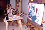 Children's paintings at the Color Wheel Studio