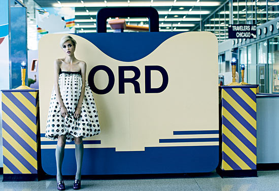 JASON WU dress, WOLFORD knee-high socks, PRADA high-heeled moccasins