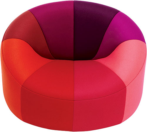 Pumpkin armchair in eight shades of red wool