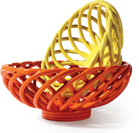 Basket-like glazed stoneware fruit bowls by Eucalyptus