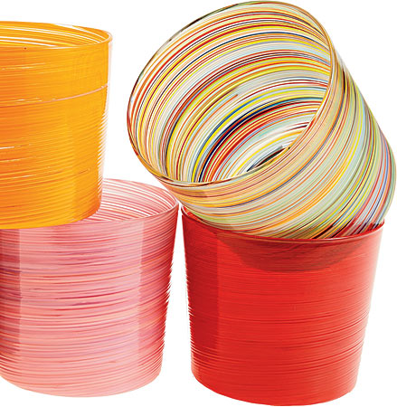 Color-swirled blown-glass tumblers