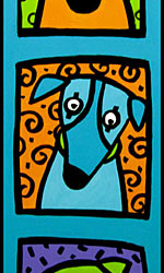 Cartoon dog art at Anne Leuck Feldhaus's studio-gallery