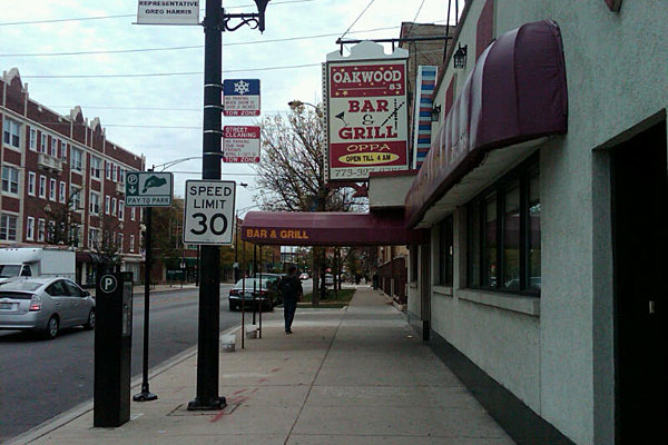 The exterior of the Oakwood 83 Bar and Grill