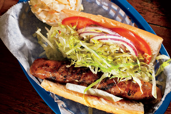 Alligator sausage po' boy at Mac & Min's
