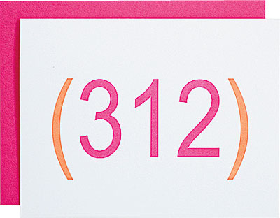 Area code notecards