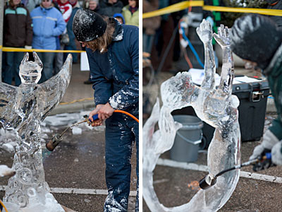 An ice sculpture in progress