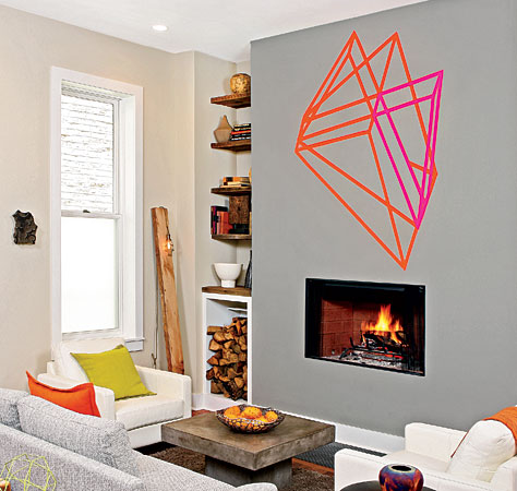 A geometric wall drawing by Chicago artist Alex Menocal
