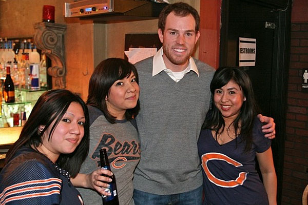 Robbie Gould posing with fans