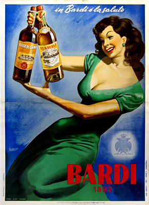 A vintage poster for Bardi liquor