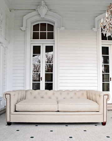 A modern take on the chesterfield: The Theodore sofa, upholstered in patton-flax linen