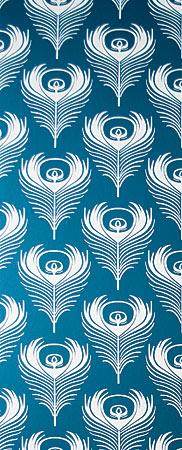 Fern Living feather wallpaper in petrol and white, printed on nonwoven fleece paper