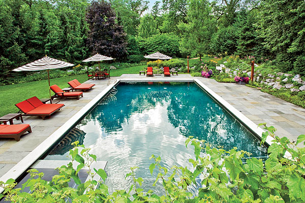 The North Shore home's pool area