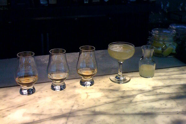 A lineup of drinks at Sable