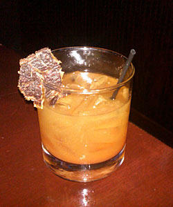 A Bullshot with a beef jerky garnish at Bridge Bar