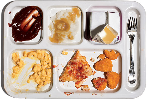 A lunch tray filled with less-than-healthy choices