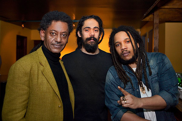 Zeleke Gessesse with Damian and Stephen Marley