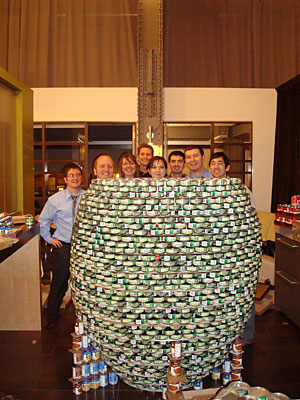 A sizeable structure made of cans