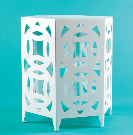 Ginger Salt white Celtic knot steel side table