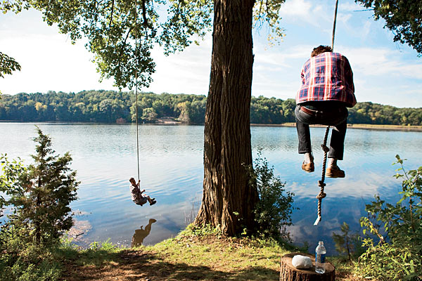 Rope swings at Lake Wandawega