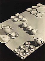 A vintage photo of a table set for tea