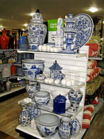 An end display at HomeGoods featuring decorated china