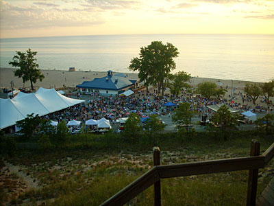 A distant crowd shot of the Lake Michigan Shore Wine Festival in 2008