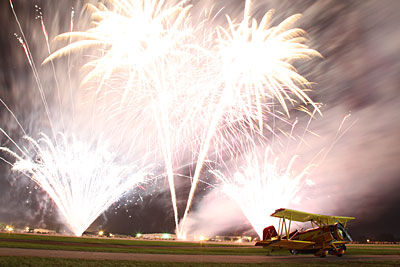 Fireworks cap the festivities at AirVenture, an aircraft convention happening this week in Oshkosh, Wisconsin