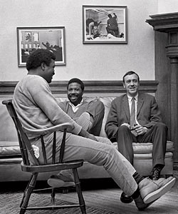 Evans, Wiggins, and Dartmouth associate dean Rahmeier circa 1968