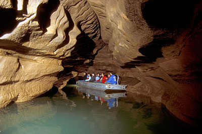 One of the cave passages in the Bluespring Caverns, the longest subterranean river in Indiana