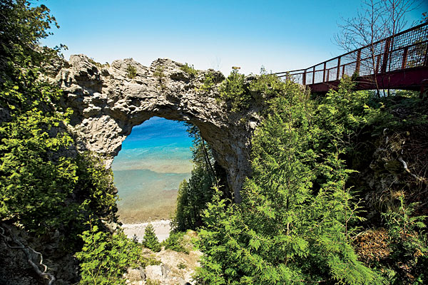 A view of Lake Huron beyond Arch Rock