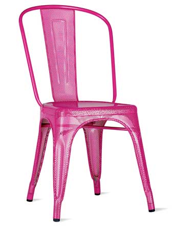 Tolix Marais perforated steel chair in plum, $382, at Design Within Reach. 