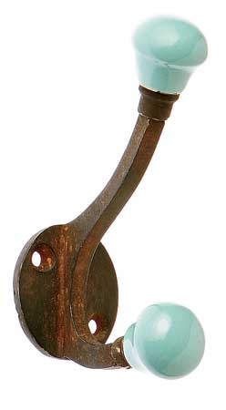 Trolley Stop ceramic and brass hook in aqua, $12, at Anthropologie. 