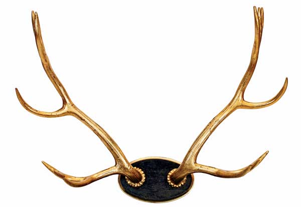 Carved-wood elk antlers covered with 22-carat gold leaf, $900, at Branca. 