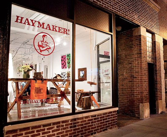 Haymaker's well-designed display window lures patrons inside.
