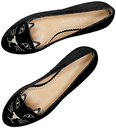 Charlotte Olympia embroidered velvet flats