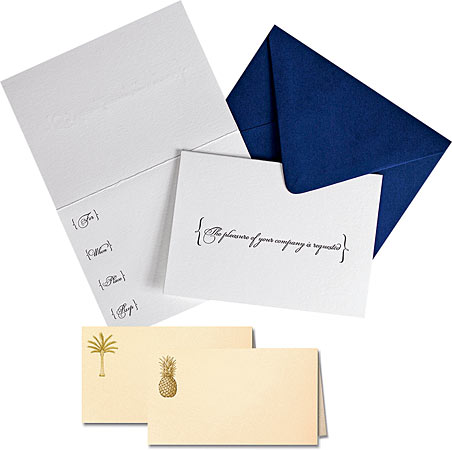 Greer invitations and Crane place cards