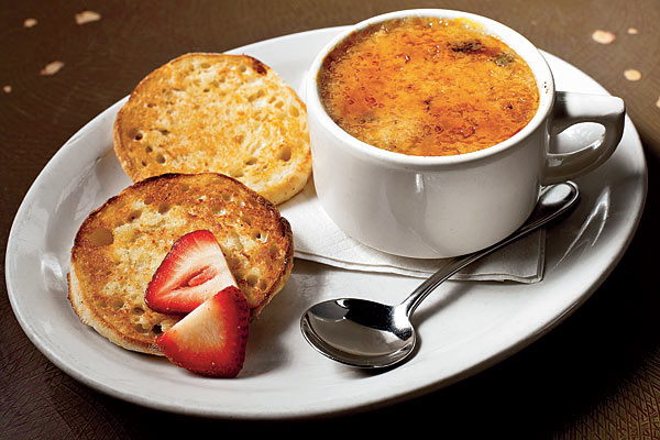 Nosh’s brûléed steel-cut Irish oatmeal with and English muffin and strawberries