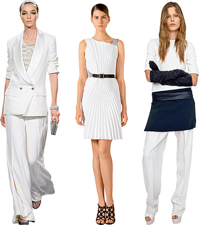Clothing by Salvatore Ferragamo, Andrew Gn, and Céline