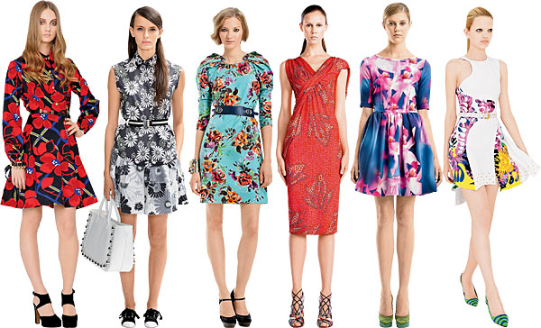 Dresses by Marni, Marc Jacobs, Lela Rose, Peter Pilotto, Peter Som, and Versace