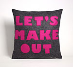 A 'Let's Make Out' pillow from Susan Fredman at Home