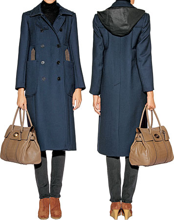 Carven wool coat, Mulberry bag and Chloé boots