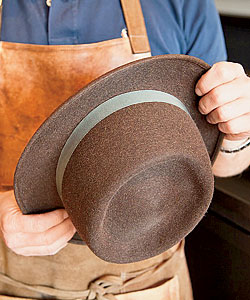 A hand-sewn hat from Optimo Hat Company