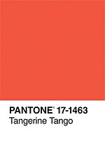 A 'Tangerine Tango' color swatch from Pantone
