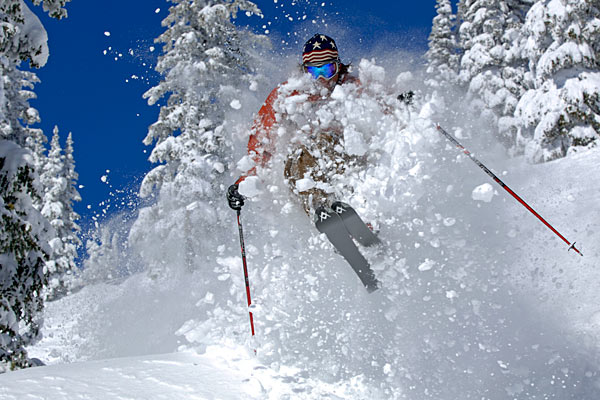 A skiier in Steamboat Springs