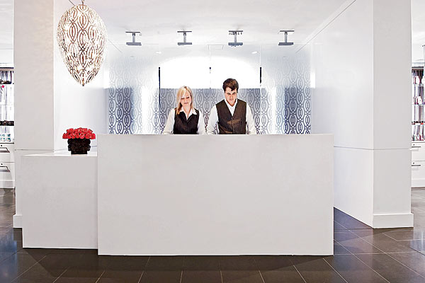 The check-in desk at The Elysian Spa & Health Club